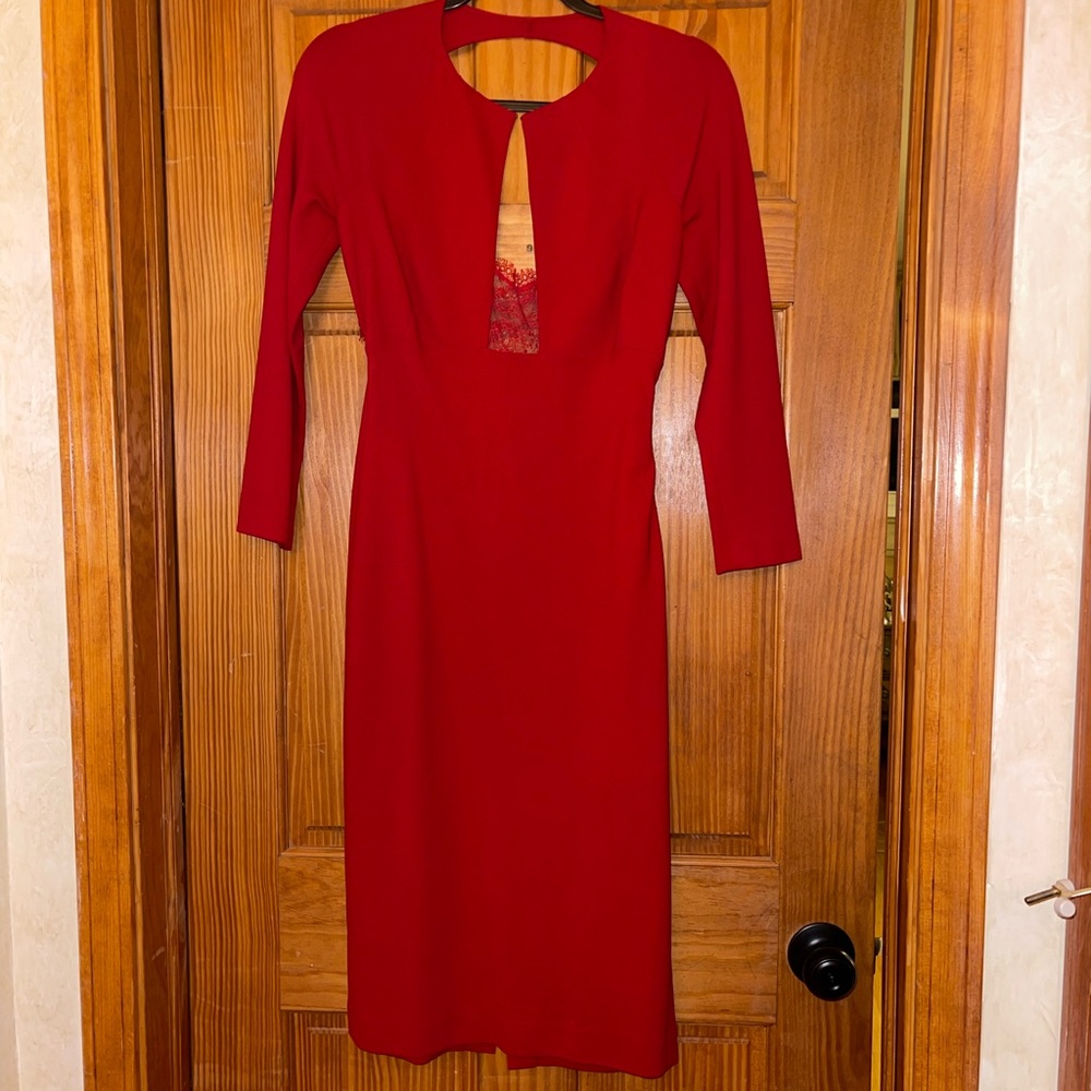 Noam Hanoch Red Lace Midi- Eva backless